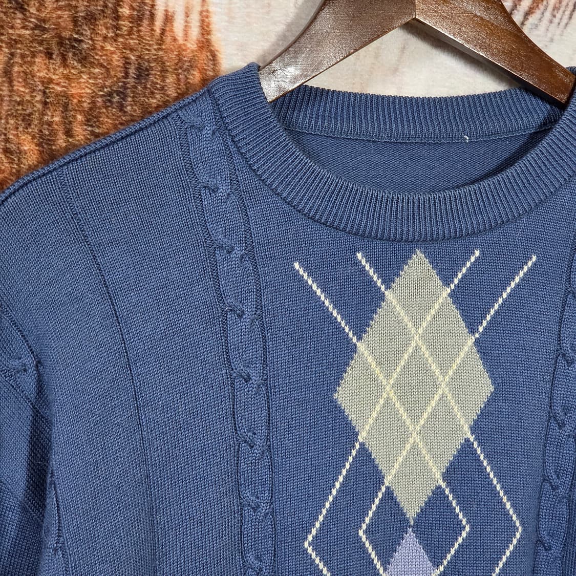 라코스테 블루 노르딕패턴 꽈배기 니트  상품이미지2