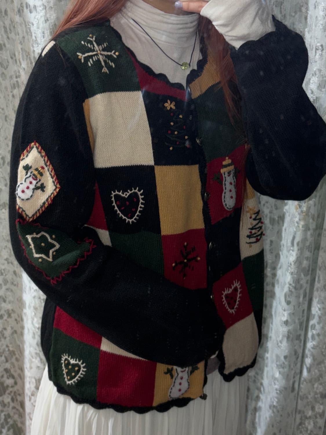 VINTAGE CHRISTOPHER BANKS 크리스마스 핸드니트가디건 상품이미지8