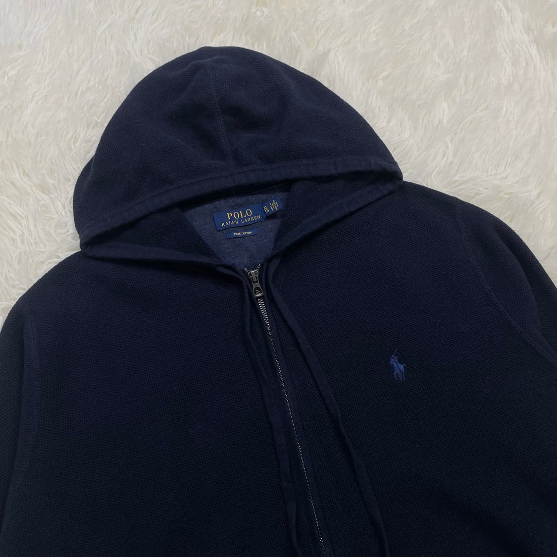 폴로 랄프로렌 포니 로고 피마코튼 후드집업 네이비 상품이미지3
