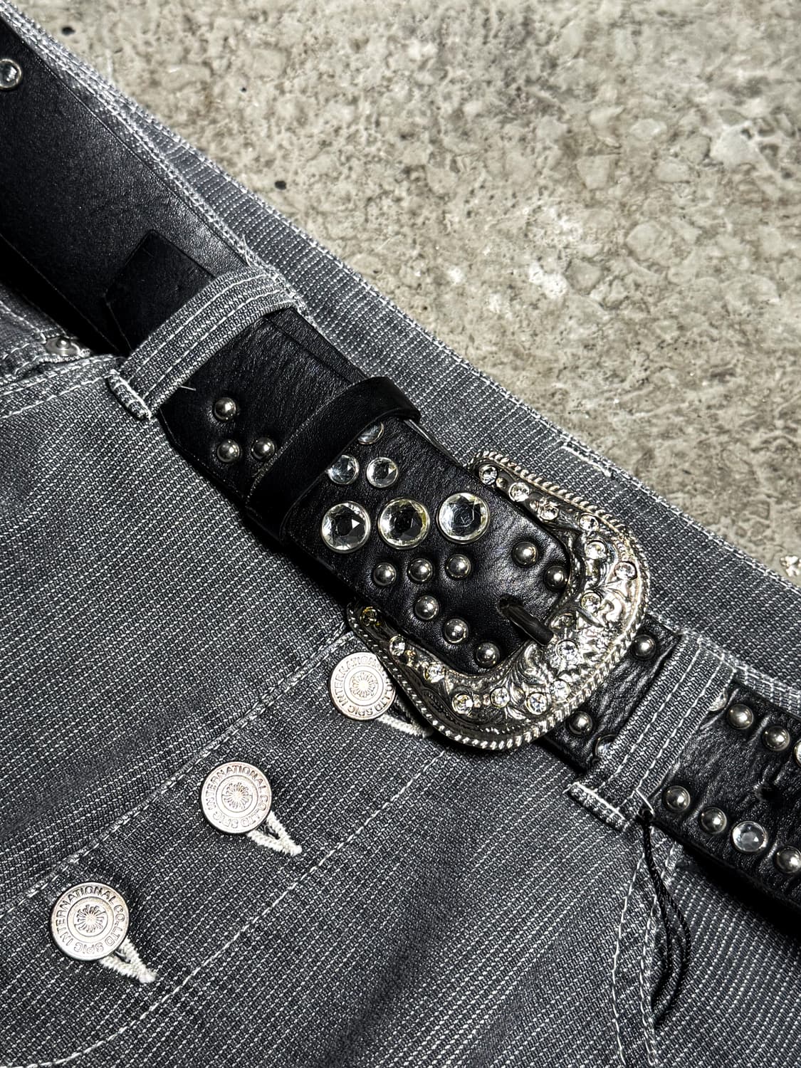 Stud & Cubic Western Buckle Belt 상품이미지2