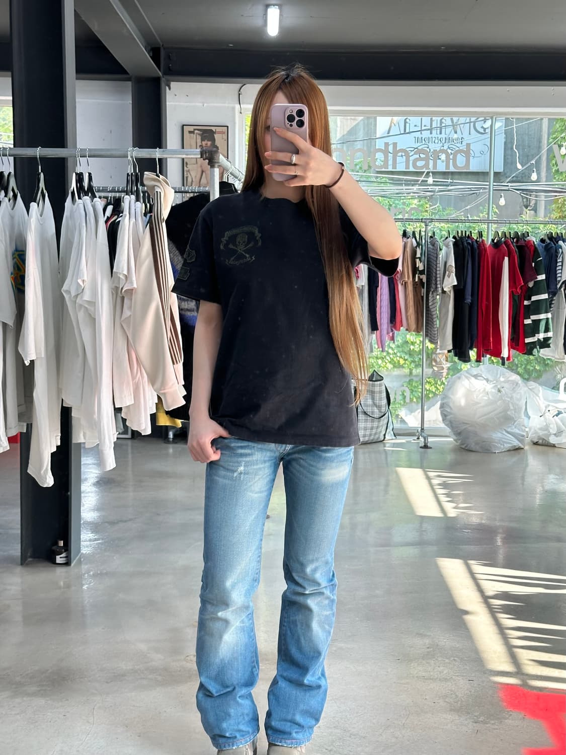 벤슨 그린 스컬자수 모토사이클 반팔티 상품이미지2