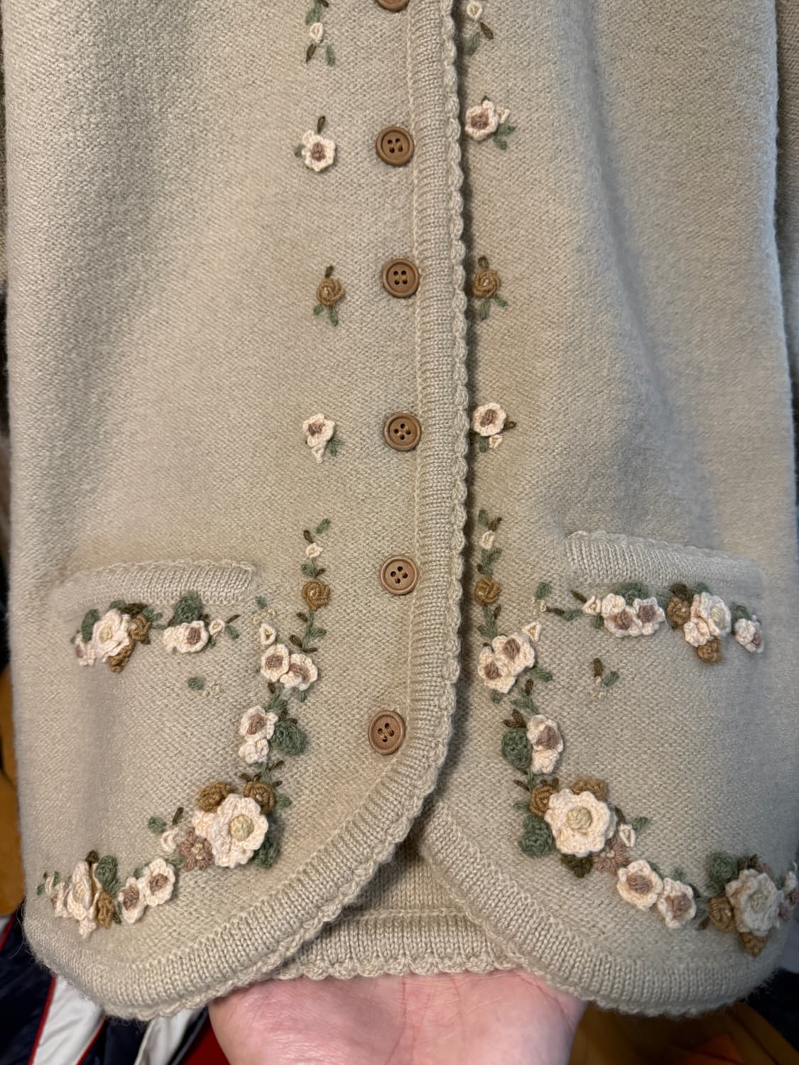 Jpn VTG Lily Poem 자수 울 가디건 상품이미지7