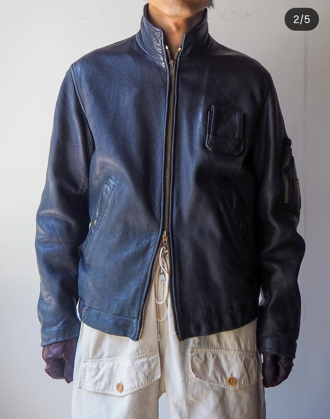 60s 프랑스군 플라이트 레더자켓 상품이미지3