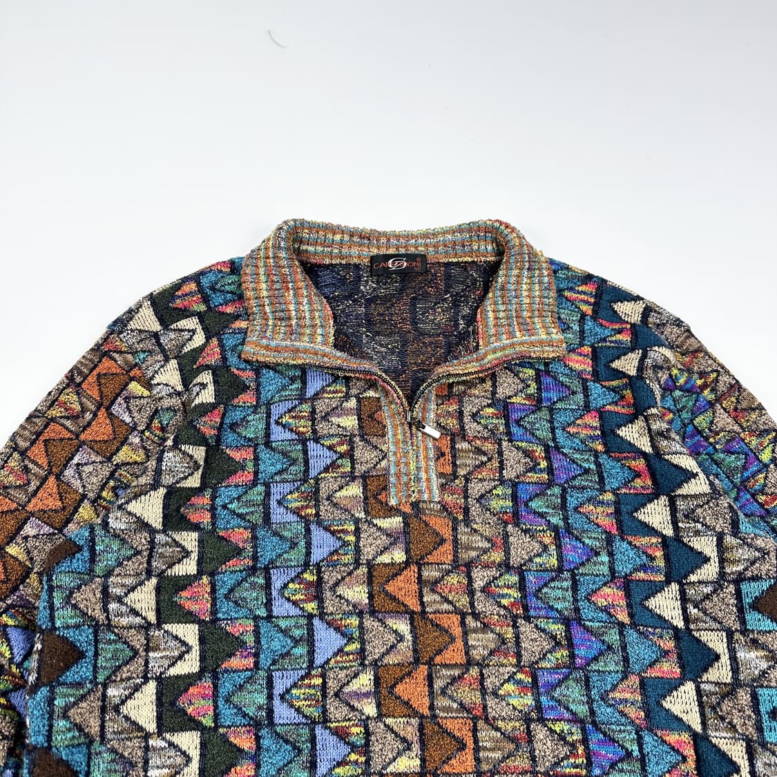 VTG 빈티지 노르딕 패턴 반집업 니트 (M) 상품이미지1