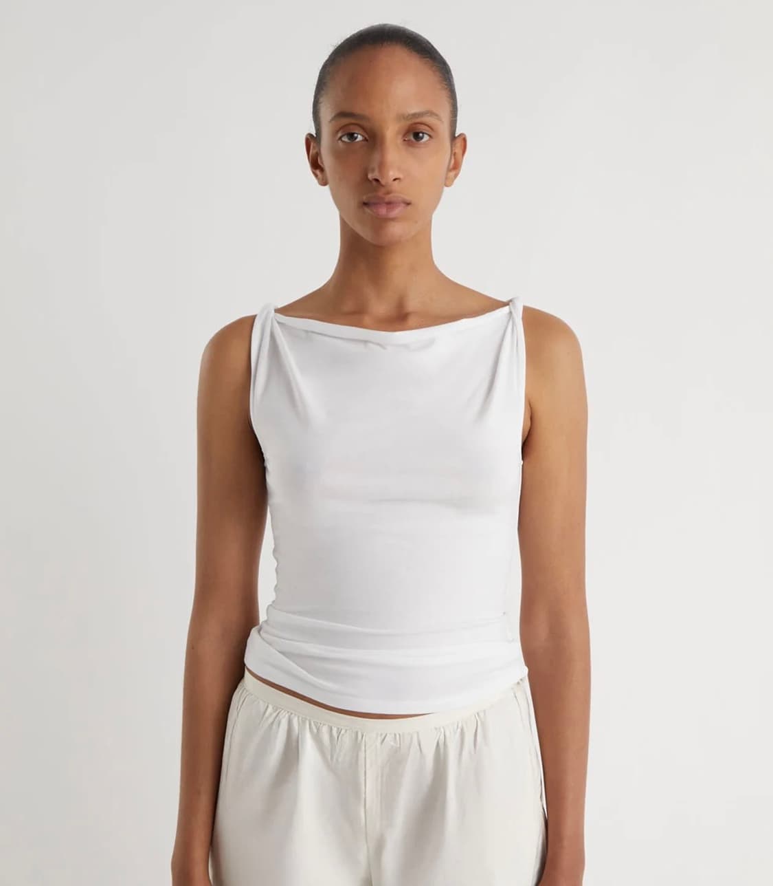 [XS,S,M,L]팔로마울 Simp 슬리브리스 탑/화이트 상품이미지1