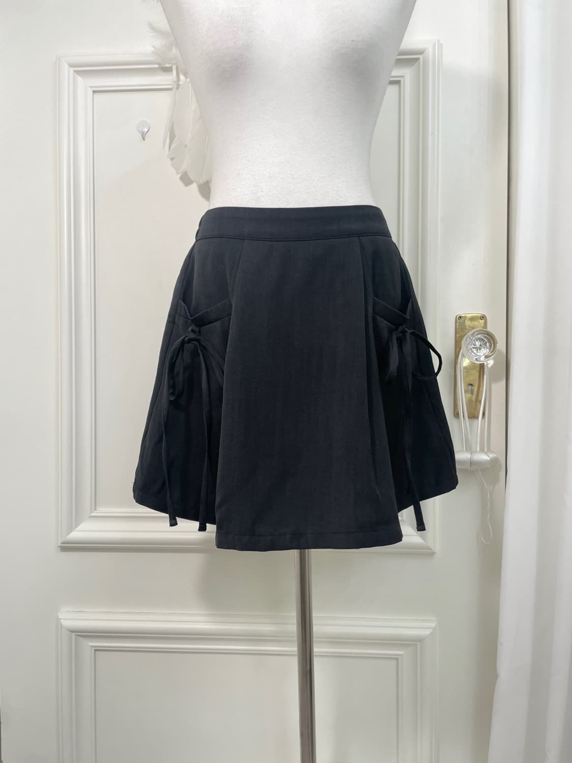 black bow pleats banding mini skirt 상품이미지5
