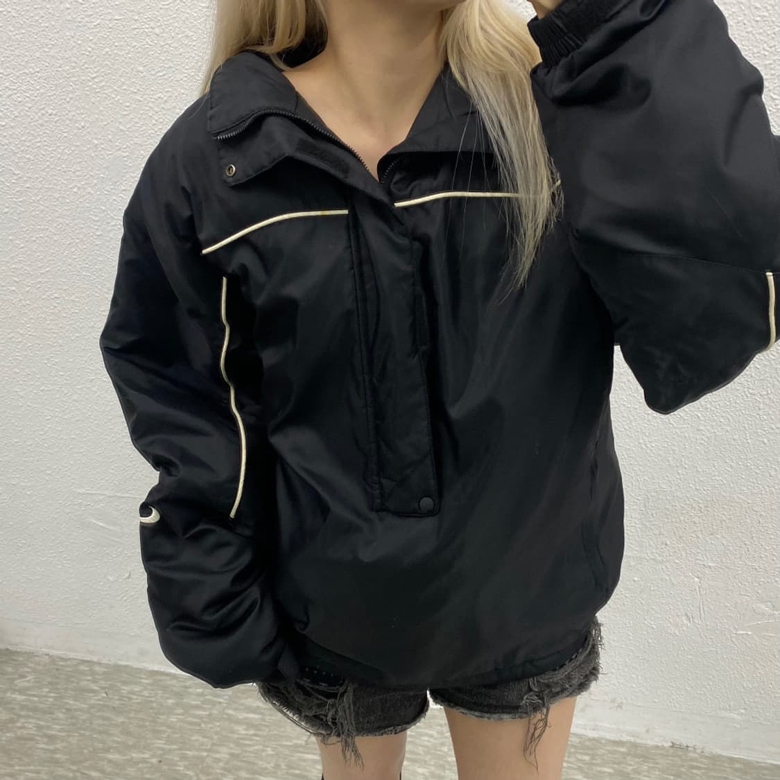 90's 코리아 메이드 동계 심플 검흰 윔엄 상품이미지2