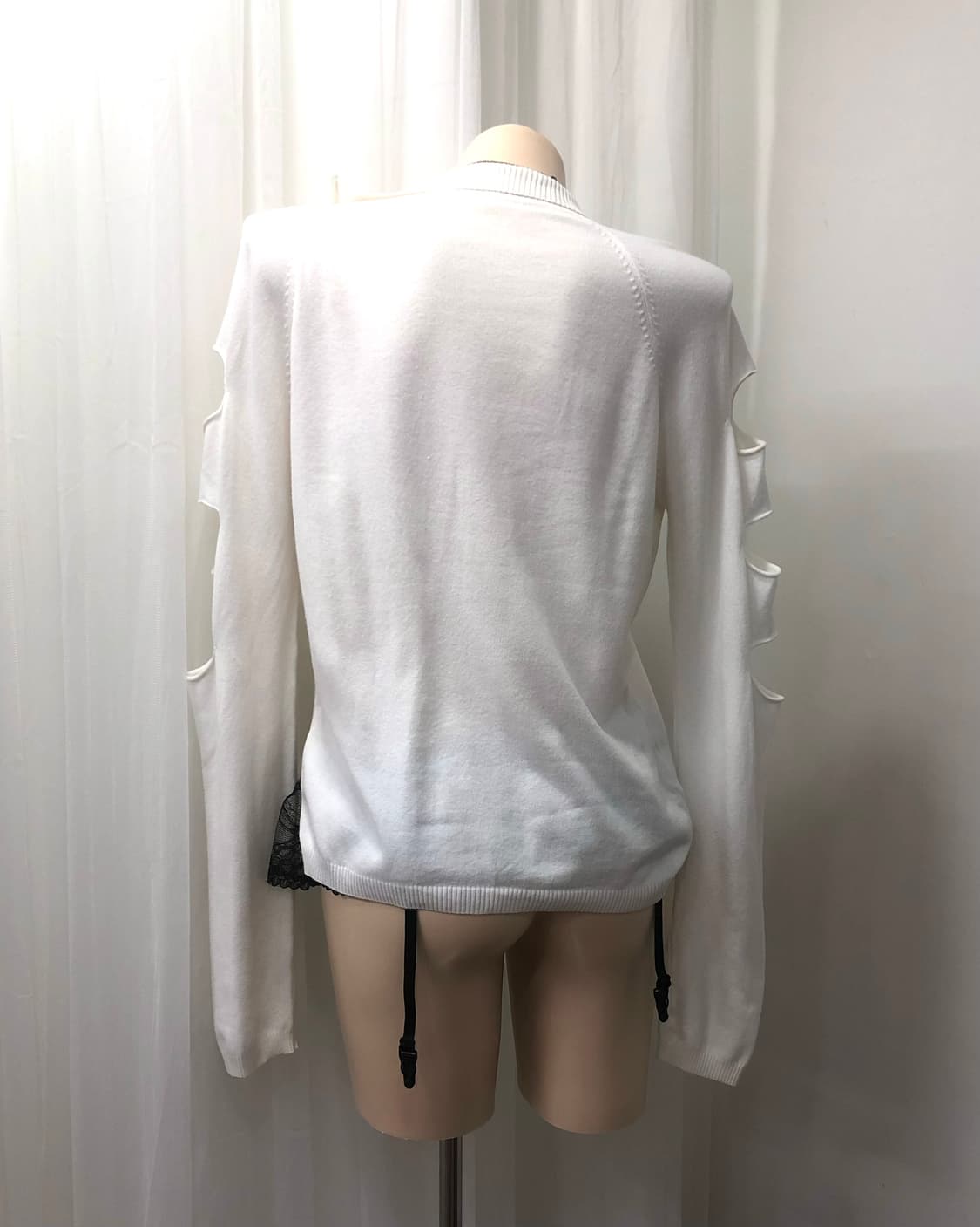 sleeve detail white unbalanced zip up  상품이미지6