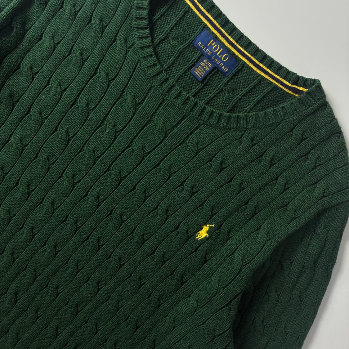 Polo  폴로 랄프로렌 자수 코튼 그린 꽈배기 니트  상품이미지3
