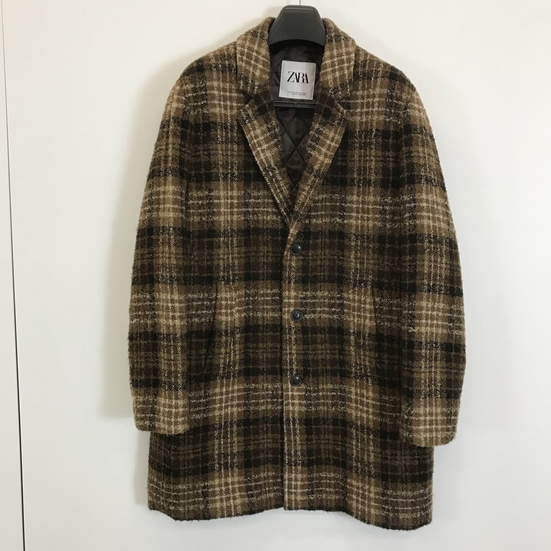 자라 패딩안감 체크 모직코트 [남성XL사이즈] 상품이미지1