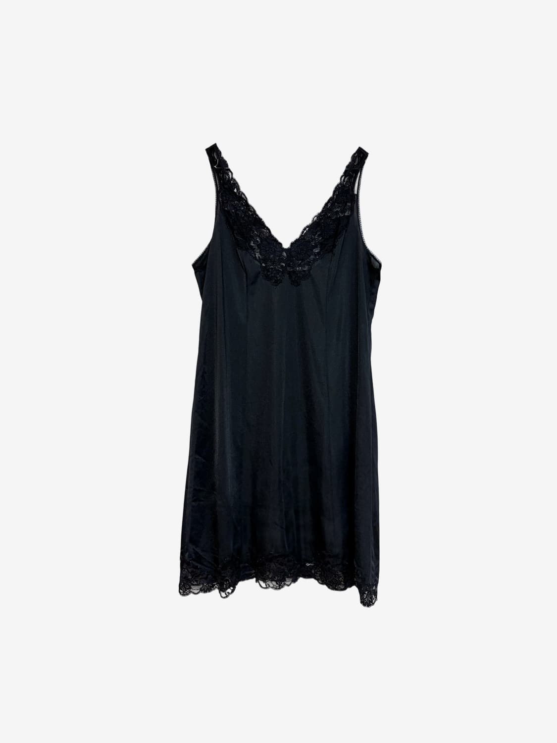 Lace Trim Slip Dress - Black 상품이미지4