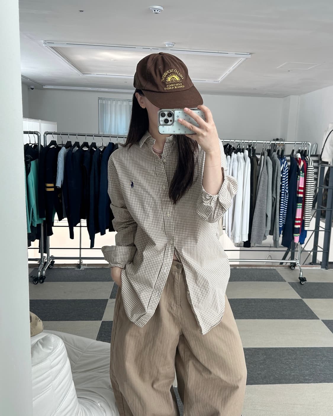 폴로 랄프로렌 베이지 깅엄체크 셔츠  상품이미지4