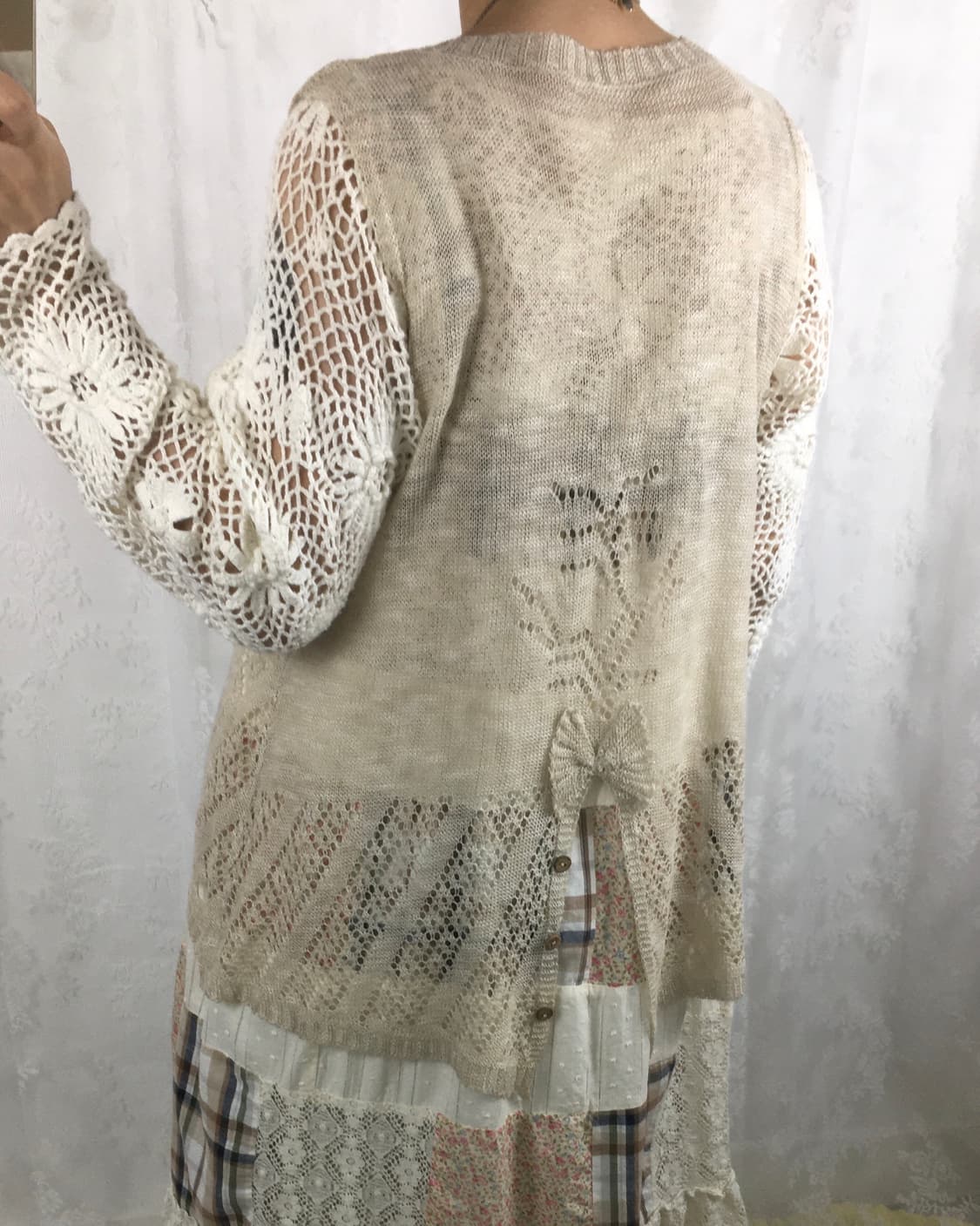 JPN oatmeal ribbon slit vest 상품이미지6