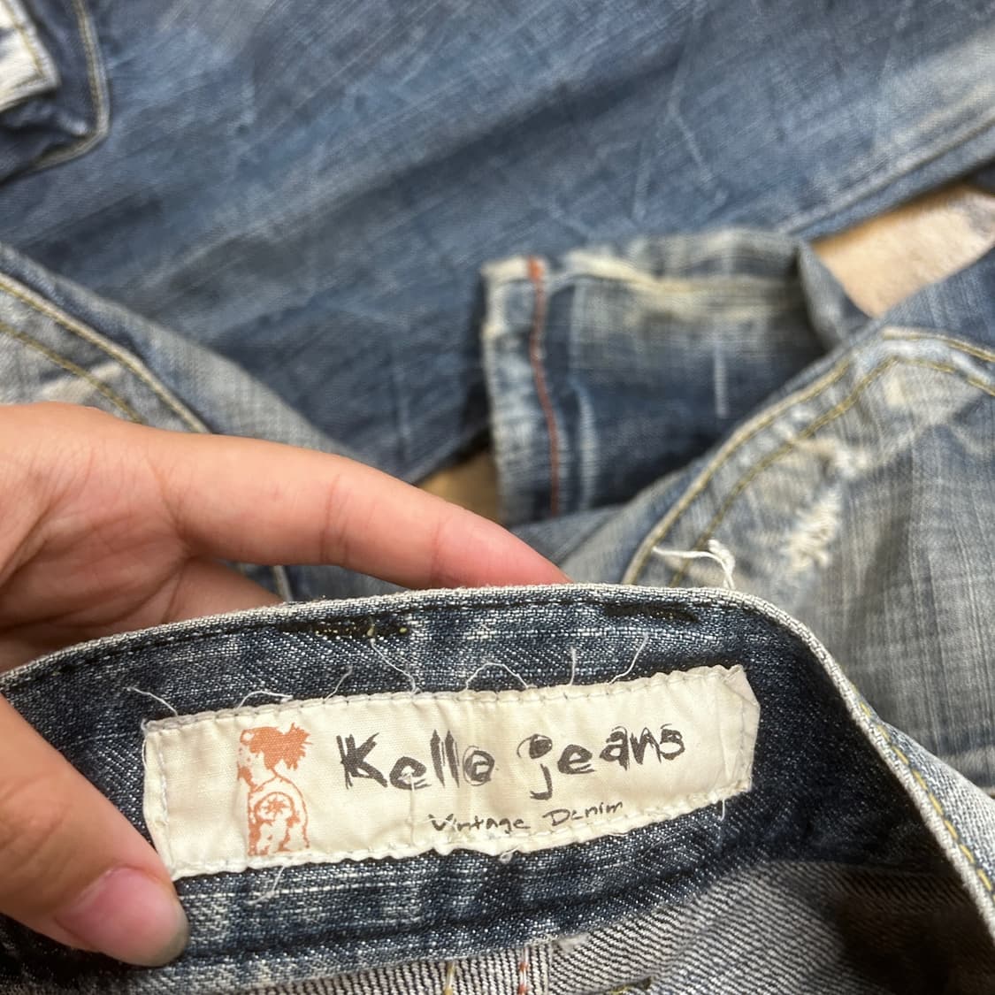 [정품] kello jeans 빈티지 워싱 카고 데님팬츠 상품이미지5