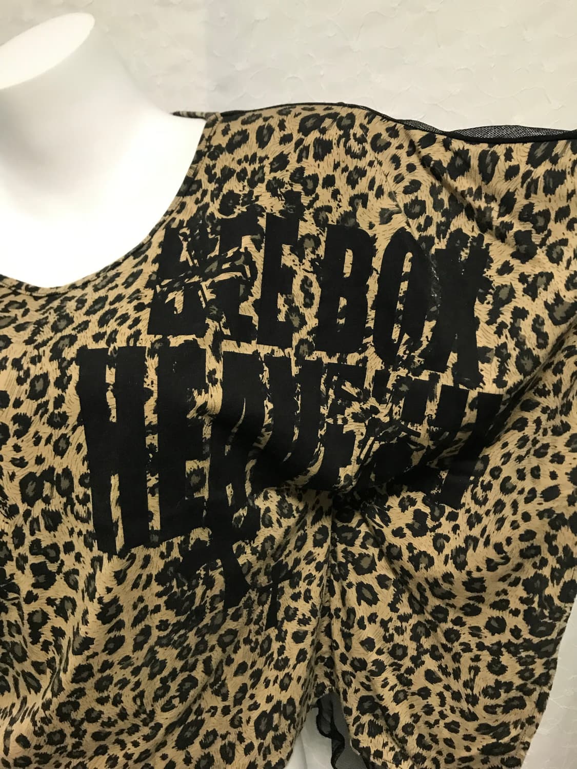 빈티지 갸루 펑크 해골 레오파드 가오리핏 시스루 슬리브리스 탑 상품이미지6