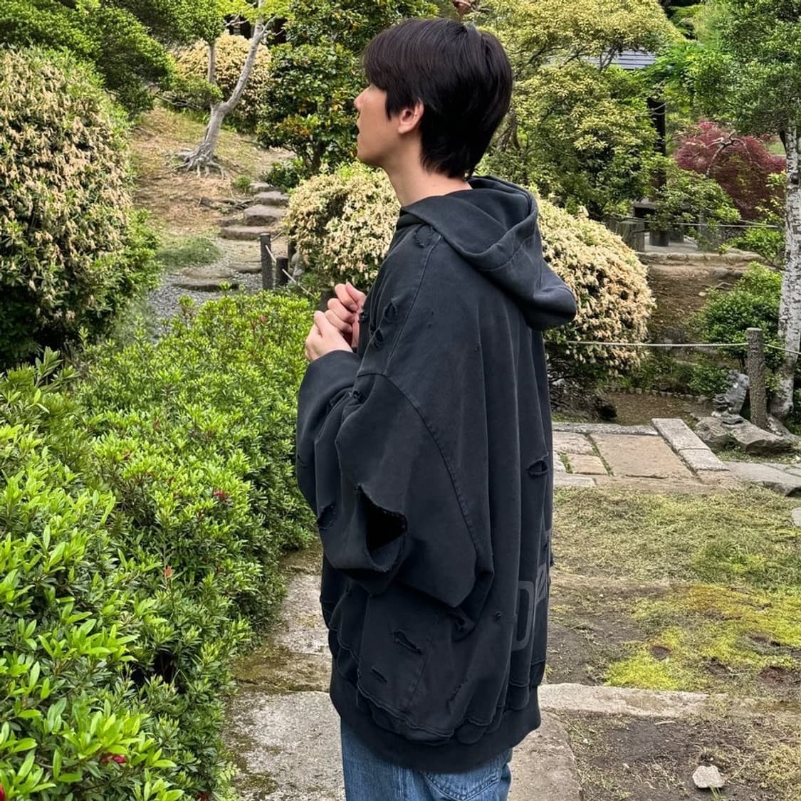 032C 사이킥 레이어드 버블 후디 워시드블랙 상품이미지6