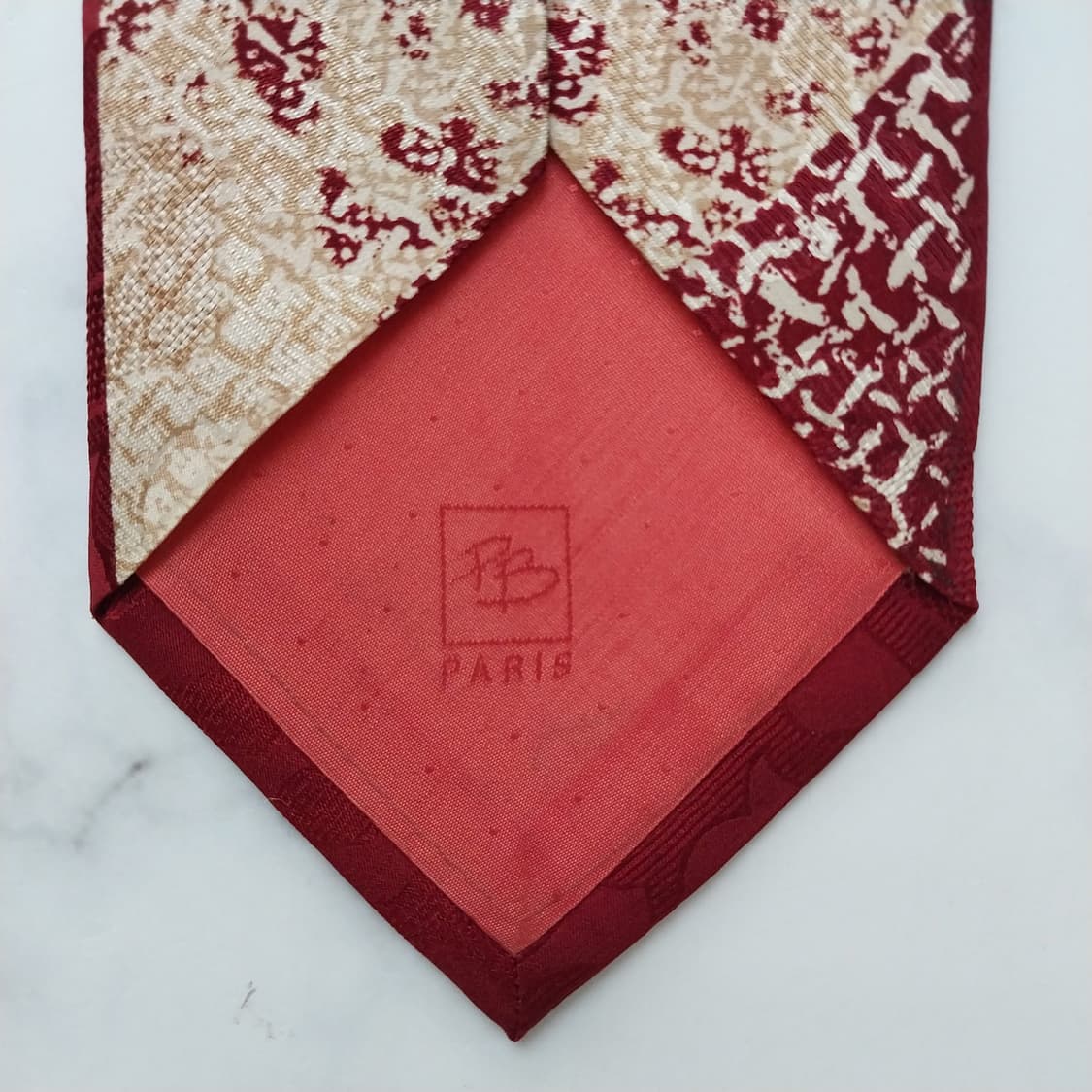 피에르 발망 레드&베이지 아트워크 넥타이 9.7cm A+등급 K1070
 상품이미지10