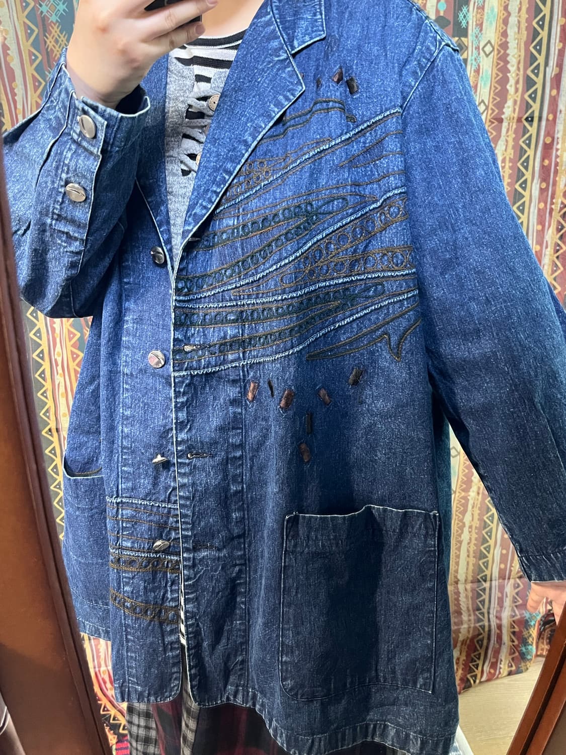오버사이즈 자수 데님 재킷 상품이미지4