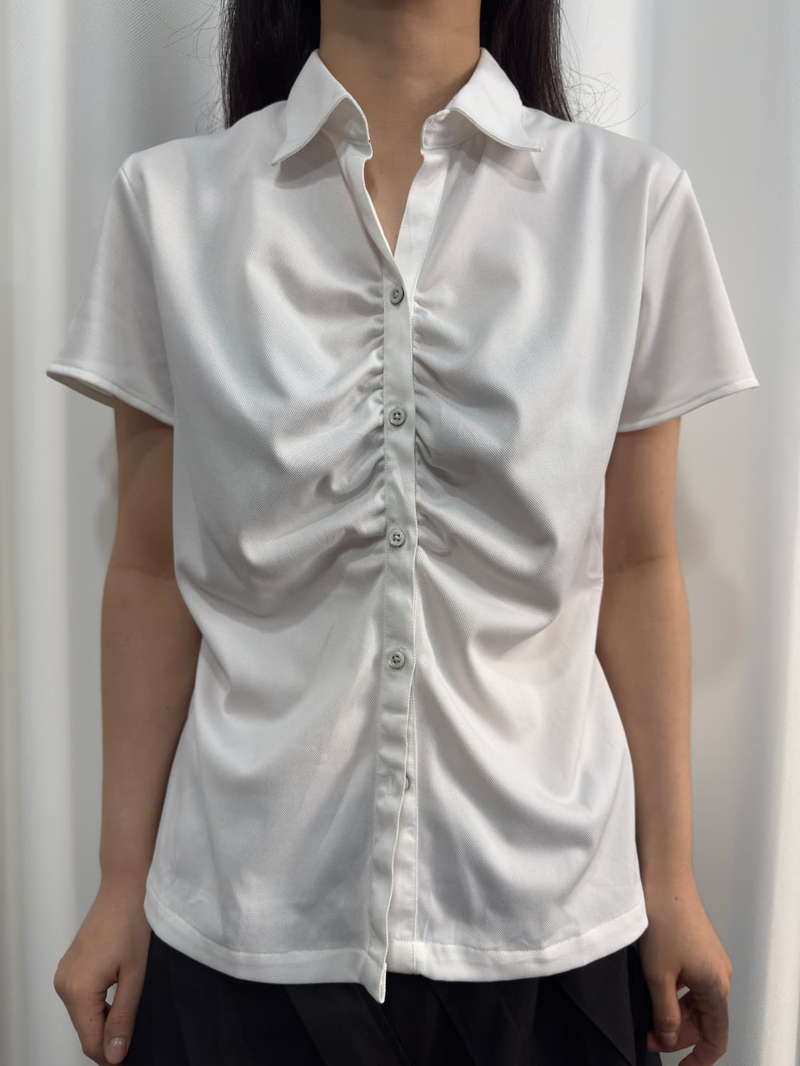 white shirring shirt 상품이미지1