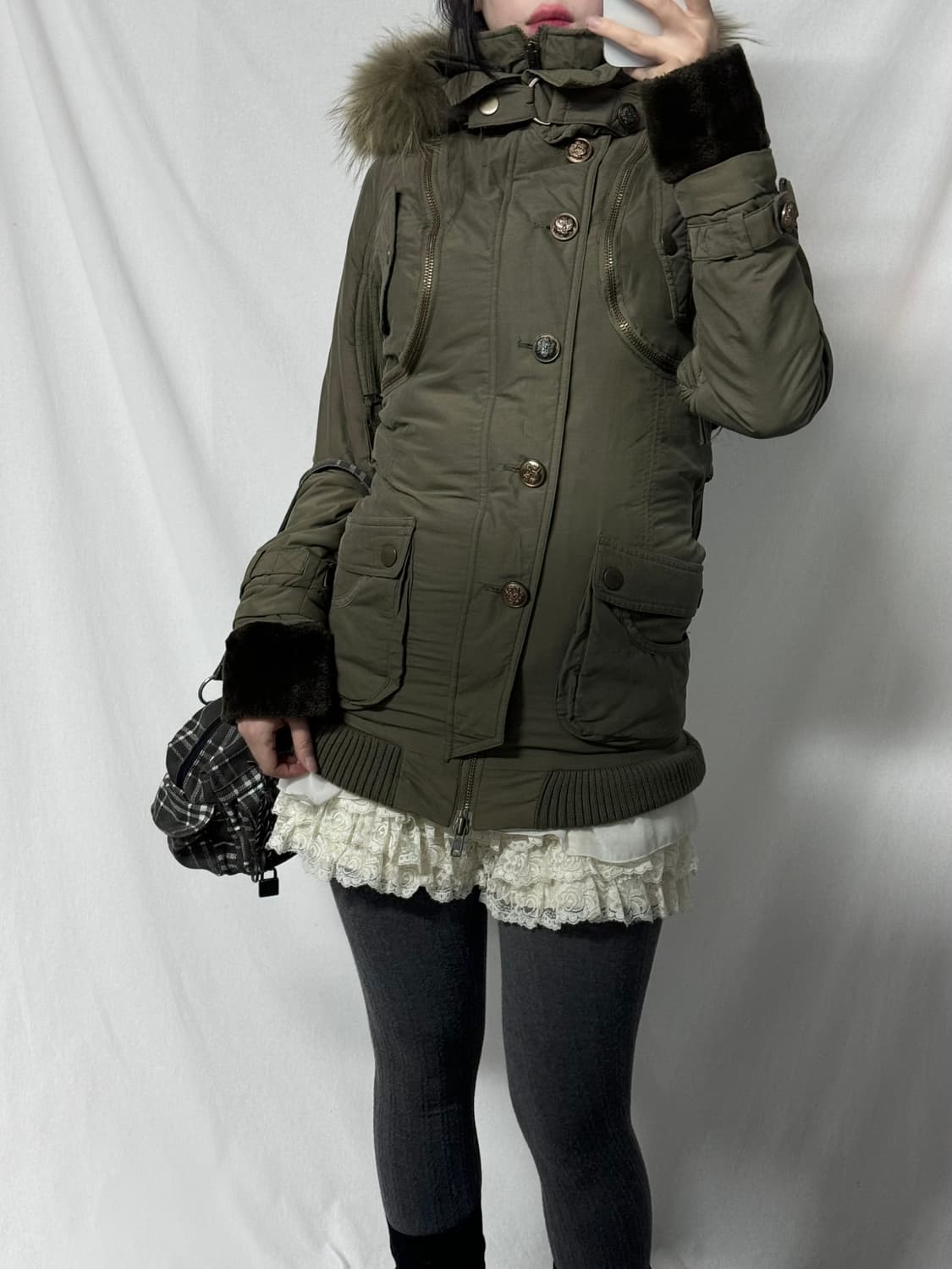 와이투케이 벨티드 멀티 웨이 퍼 디테일 파카 상품이미지7