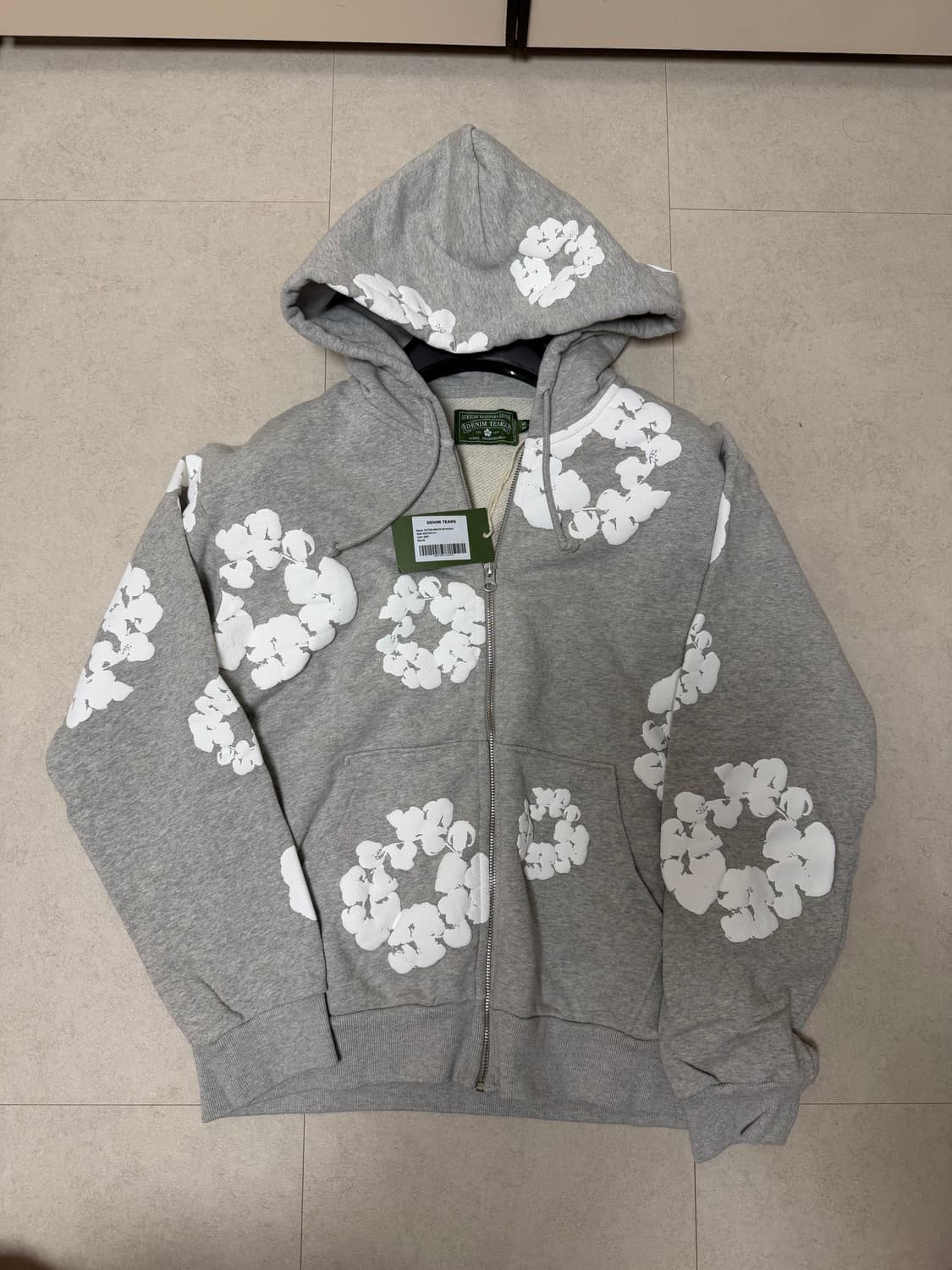 (미시착 새상품) XS 데님티어스 회색 후드집업 상품이미지1