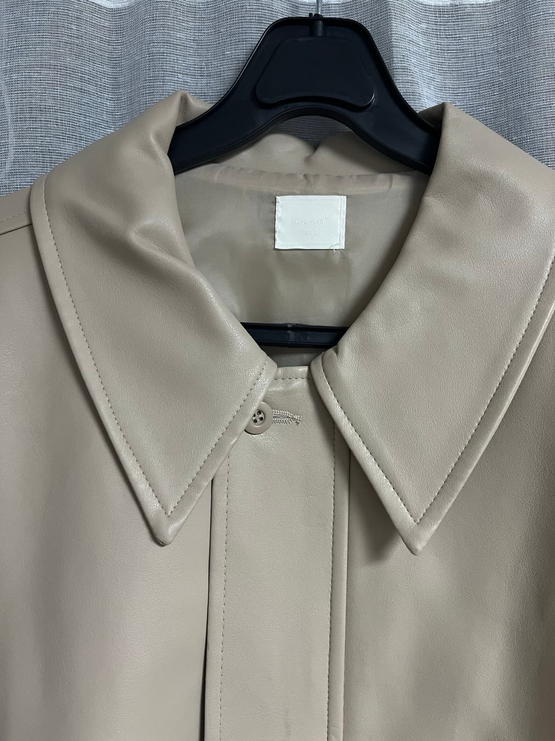 베이지 레더 자켓 상품이미지2