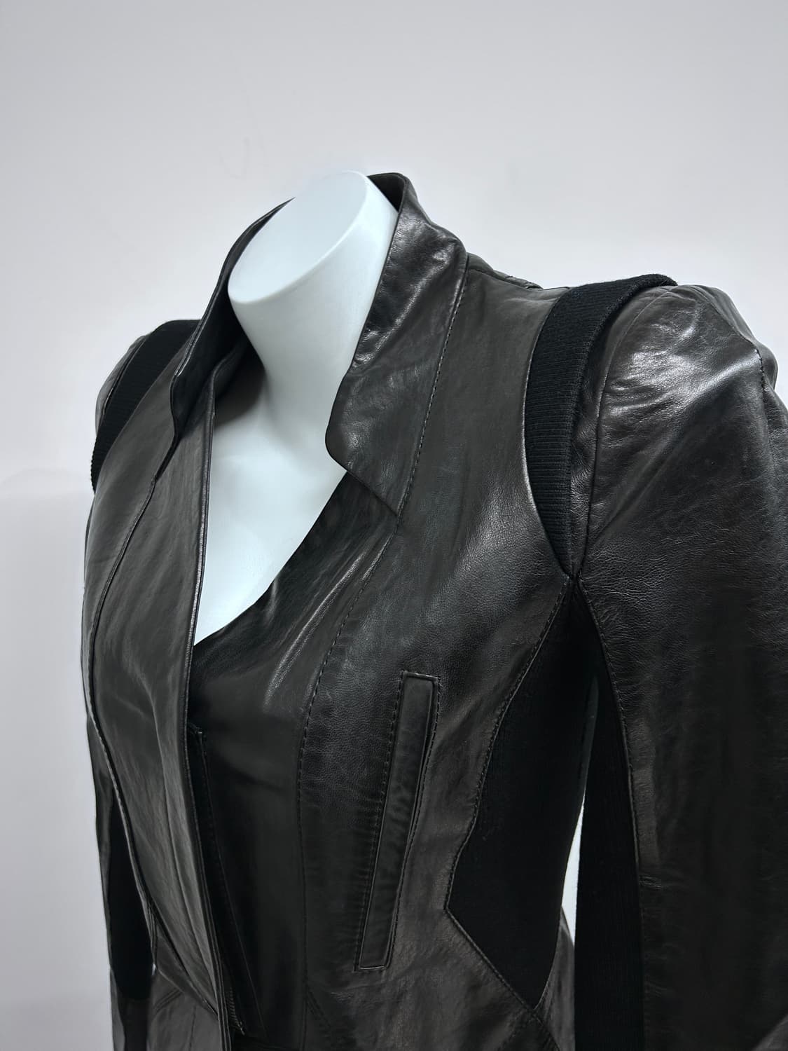 립 판넬 레더 자켓 상품이미지5