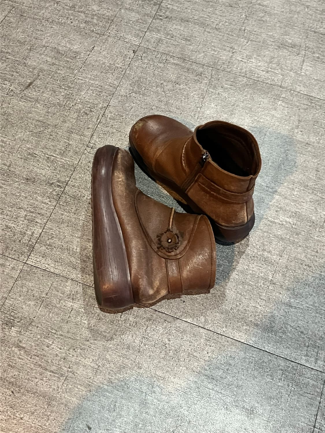 하구미아메카지 가죽플라워부츠 빈티지슈즈 상품이미지1