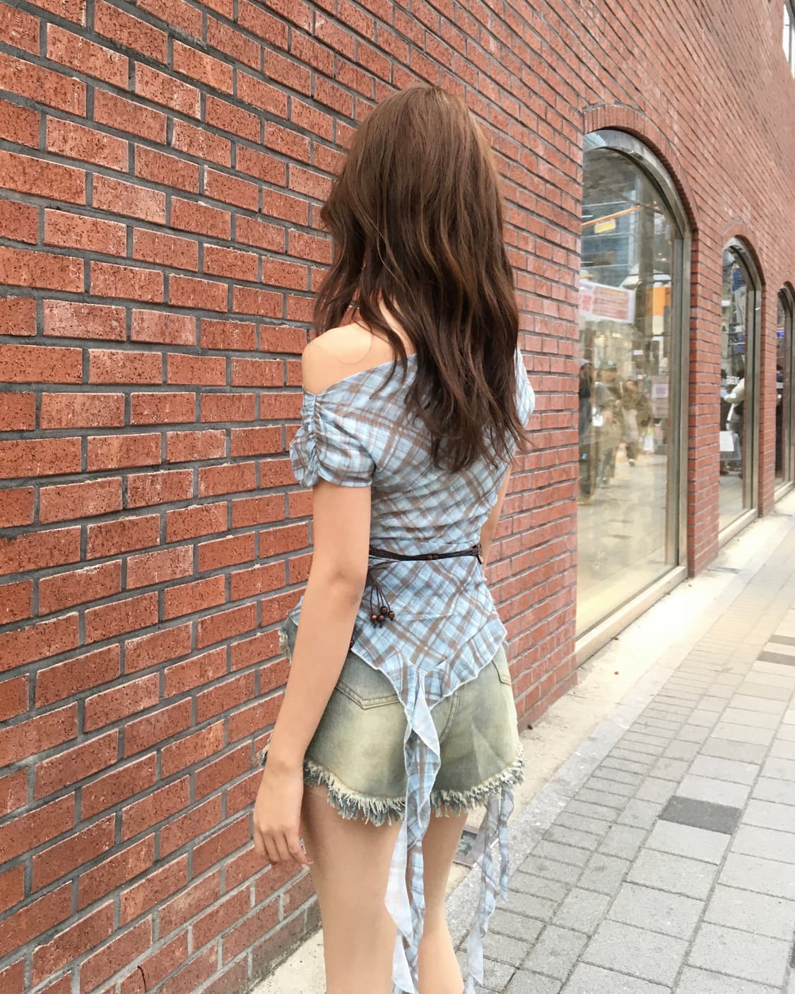 원숄더 프릴 에스틱 탑 상품이미지1