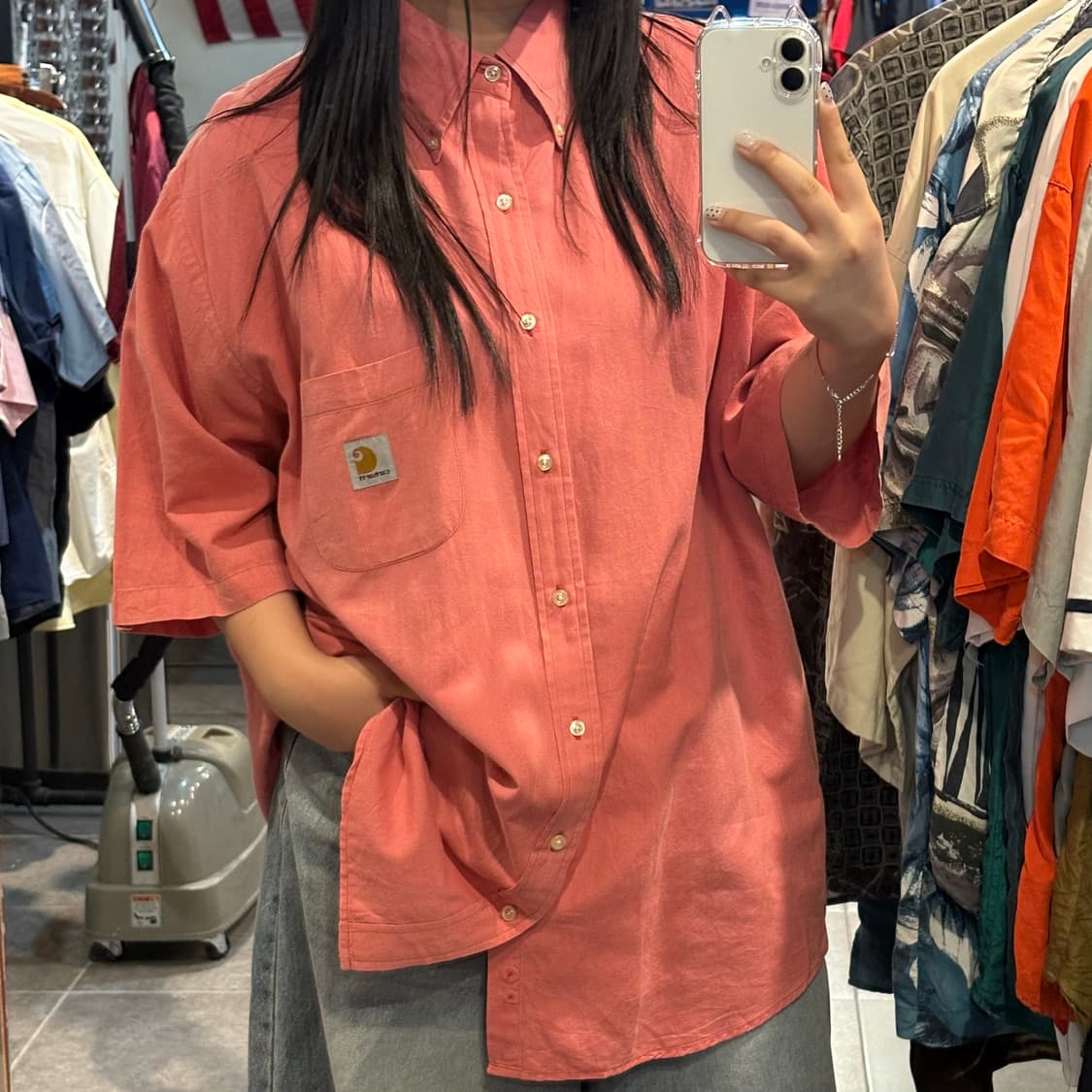 [NO.9] 칼하트 반팔 셔츠 핑크  상품이미지1