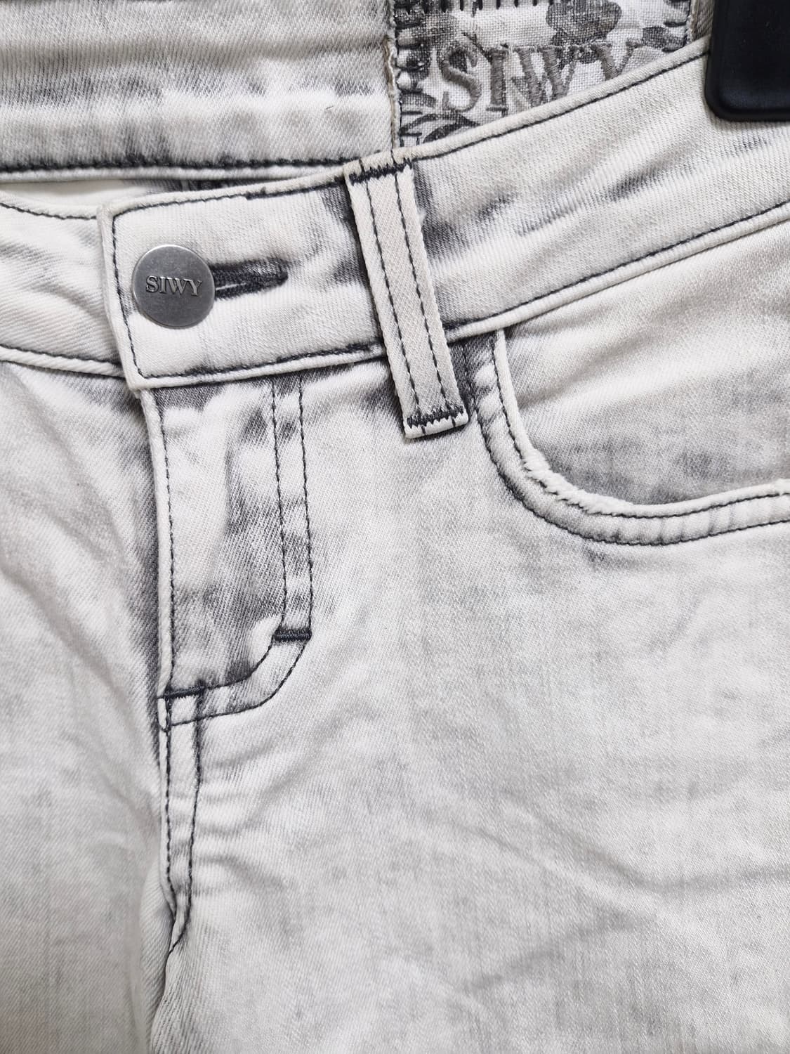 [23] SIWY 씨위 스팽글 패치 스키니 데님 화이트 상품이미지4