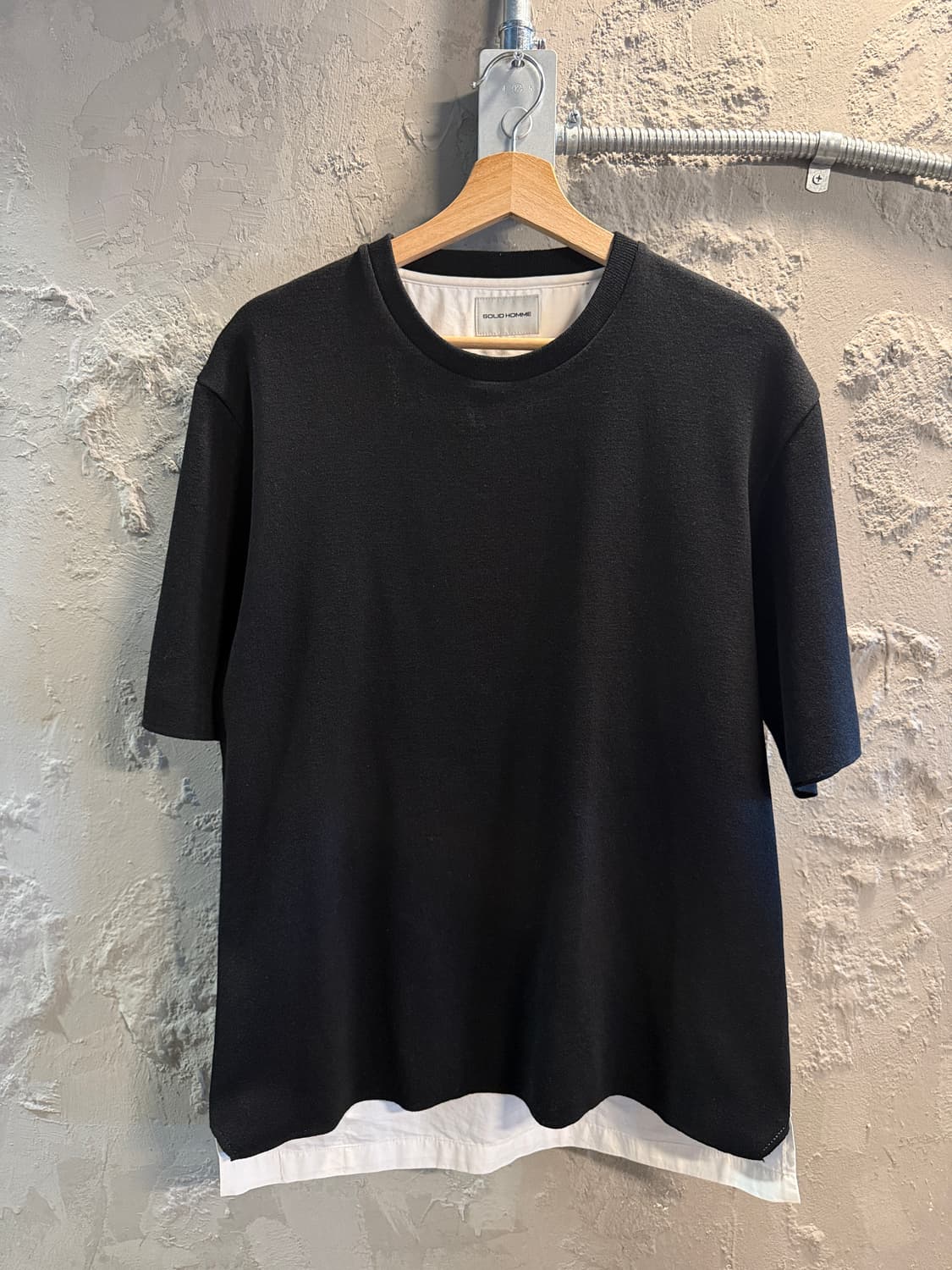 솔리드옴므 배색 반팔 티셔츠 블랙 50 상품이미지1