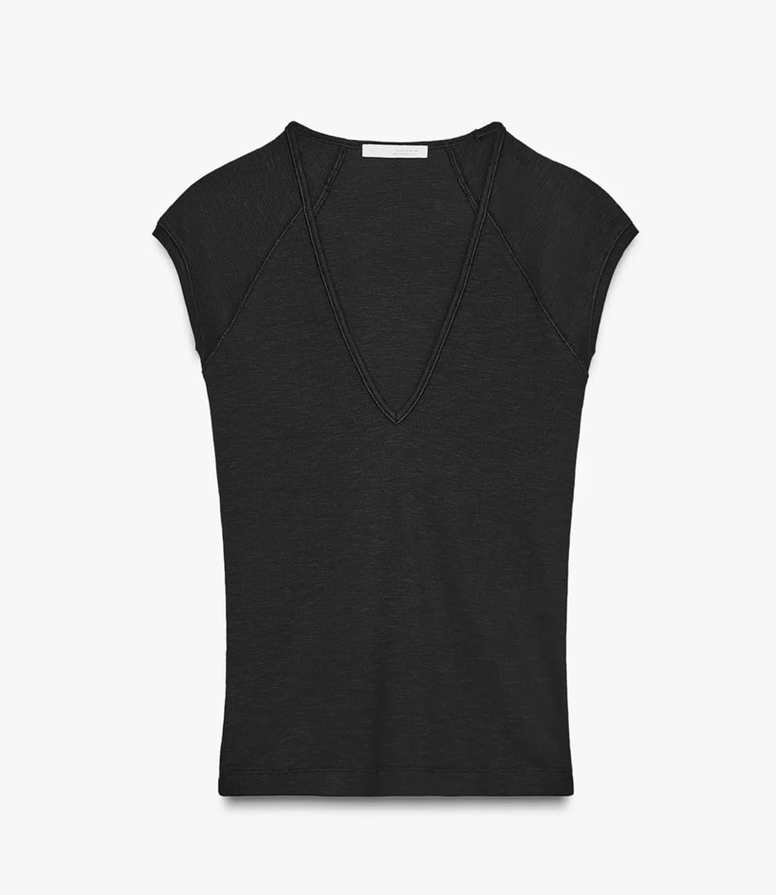 ZARA 자라 립 브이넥 티셔츠, 자라 슬림핏 브이넥 반팔 티셔츠 상품이미지3