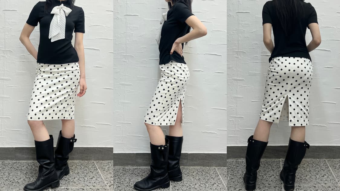 Dot ribbon tie top 상품이미지2