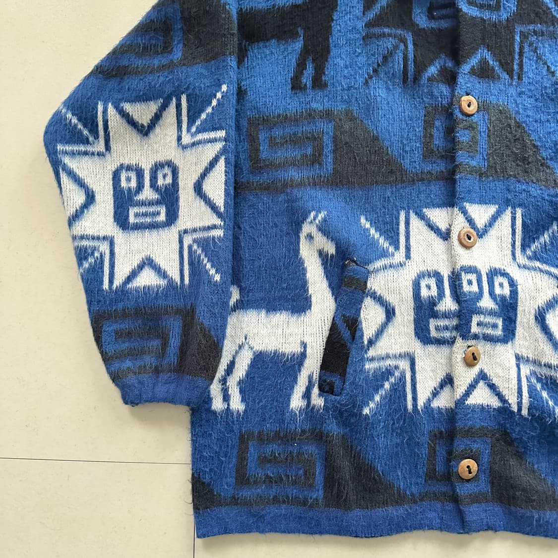 Tejidos 에콰도르 아즈텍 에스닉 네이티브 알파카 울 후드 자켓  상품이미지4