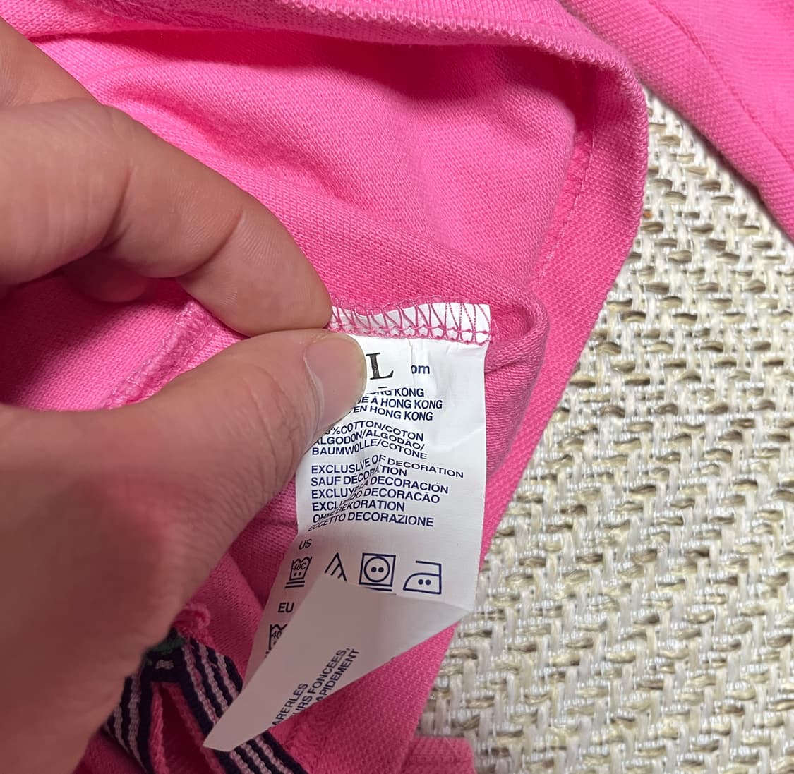 공용 타미힐피거 핑크 카라티셔츠 L 상품이미지7
