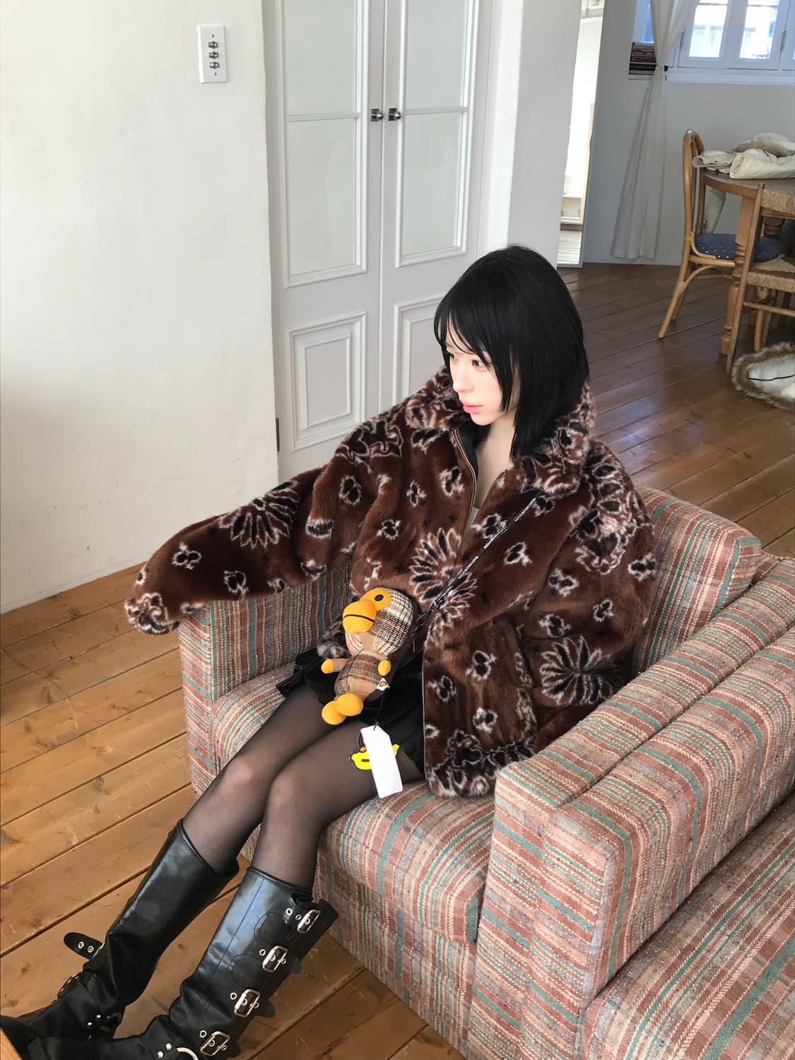 슈프림 브라운 포우 퍼 봄버 자켓  상품이미지2