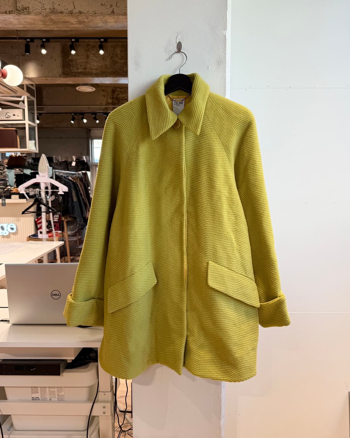 셀린느 옐로우 모헤어혼방 카라넥 코트  상품이미지2