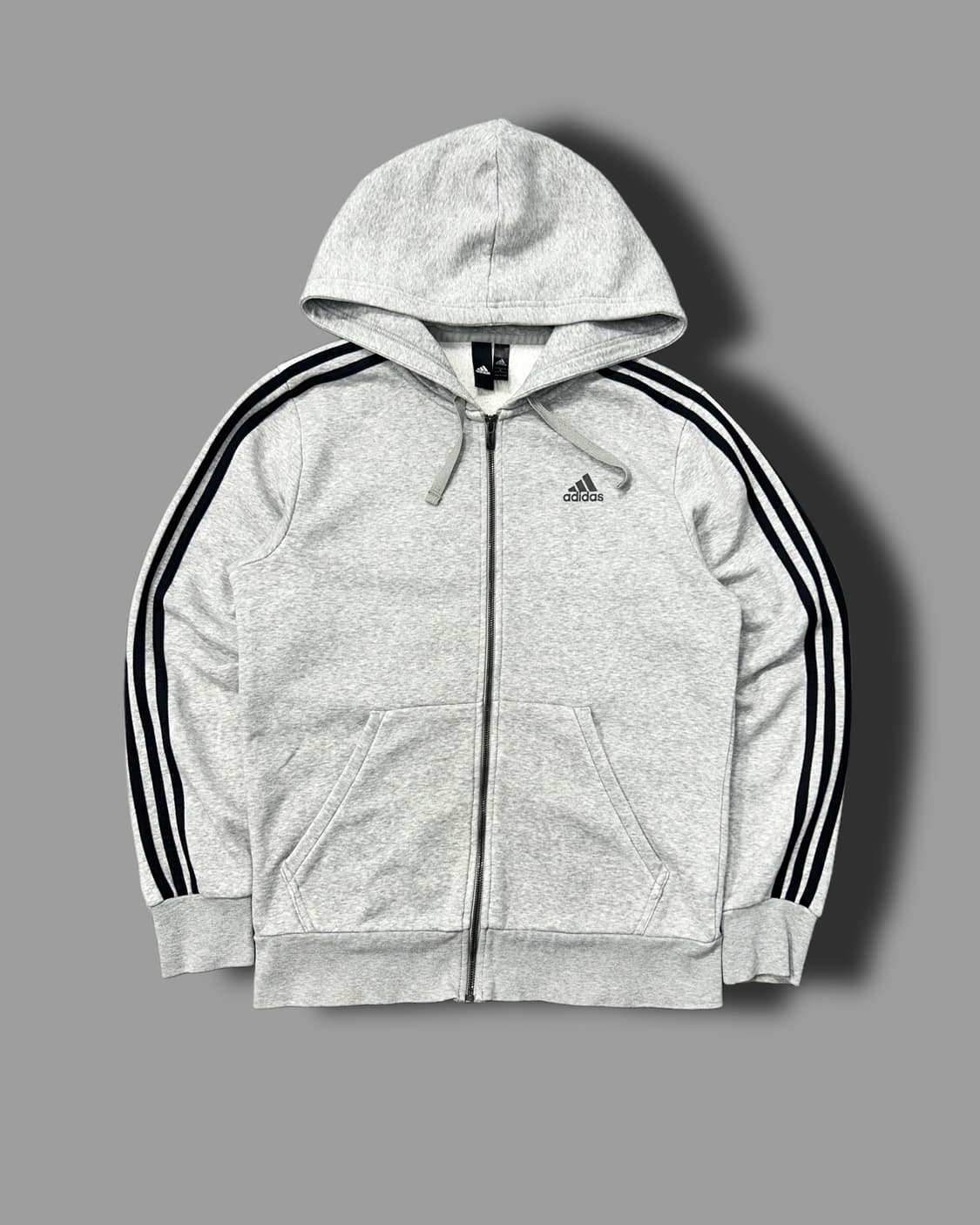 아디다스 에센셜 블랙 그레이 후드집업 L 상품이미지4