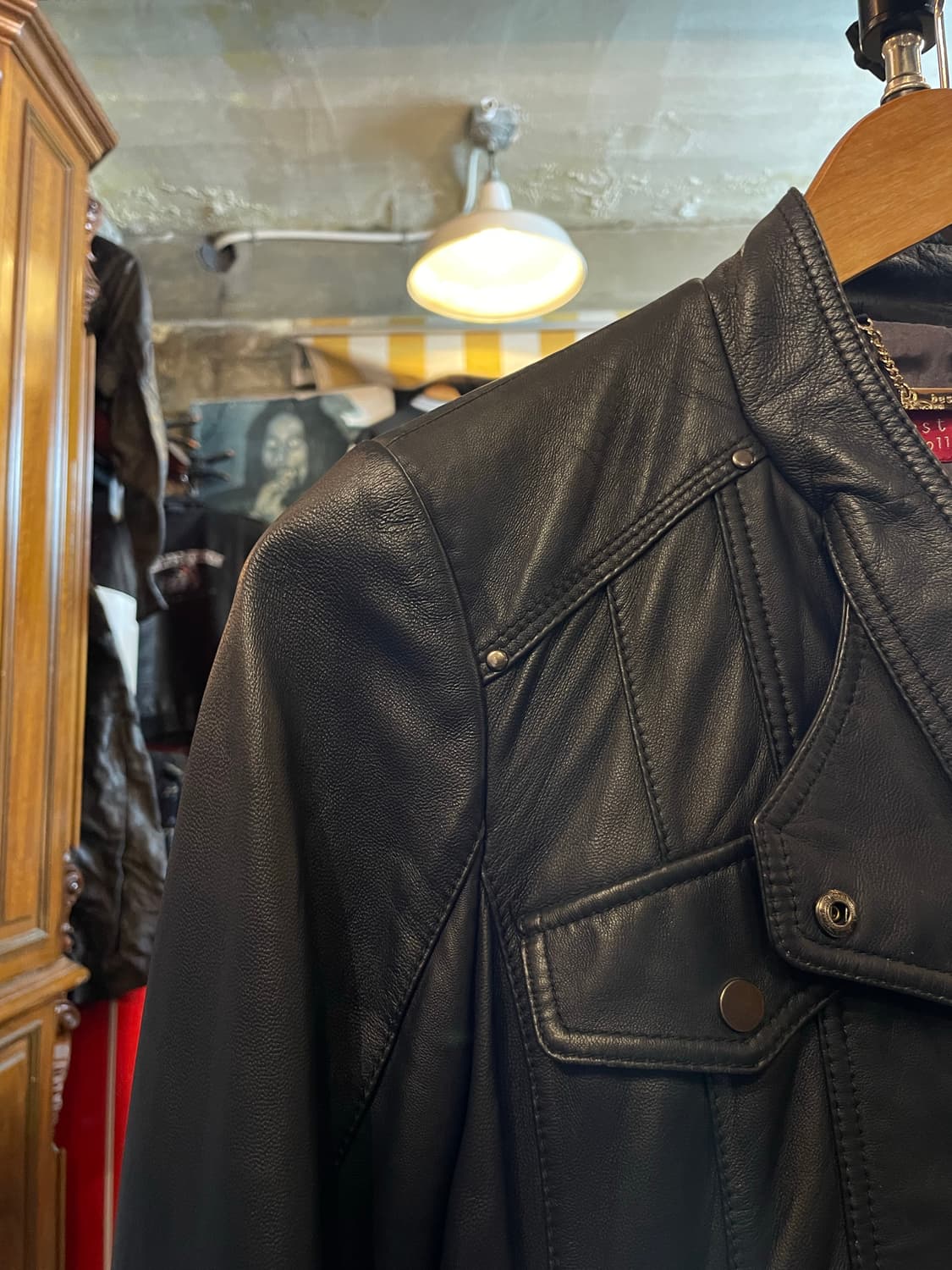 besti belli 양가죽 바이커 자켓 블랙 상품이미지3