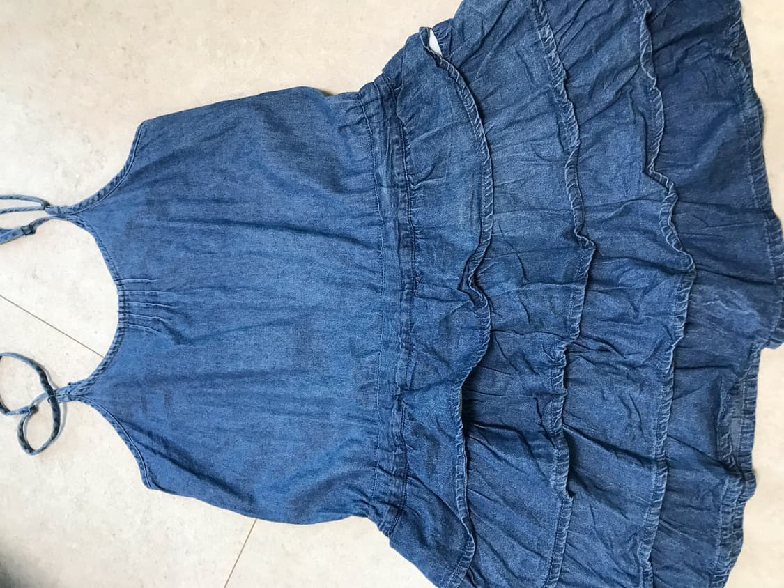 빈티지 모리걸 하구미 캉캉 데님 레이스 원피스 멜빵 상품이미지4