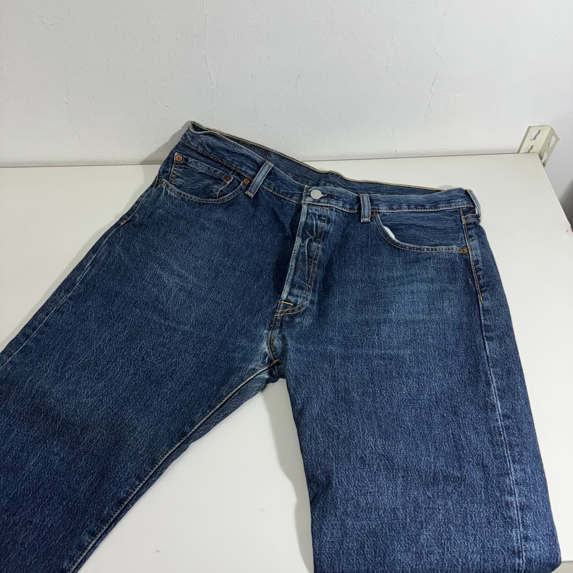 XL 36 리바이스501 레귤러핏 진청 버튼플라이 데님팬츠 상품이미지3