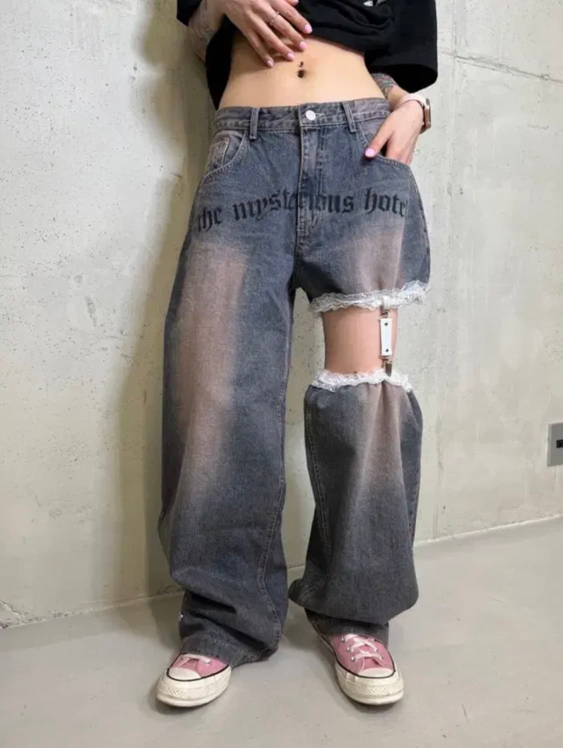 급처) 더미스테리어스호텔 가터 팬츠 상품이미지1