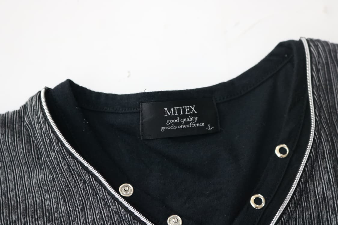 MITEX 미텍스 빈티지 하프 집업 레이어드 헨리넥 반팔티셔츠 (L) 상품이미지5