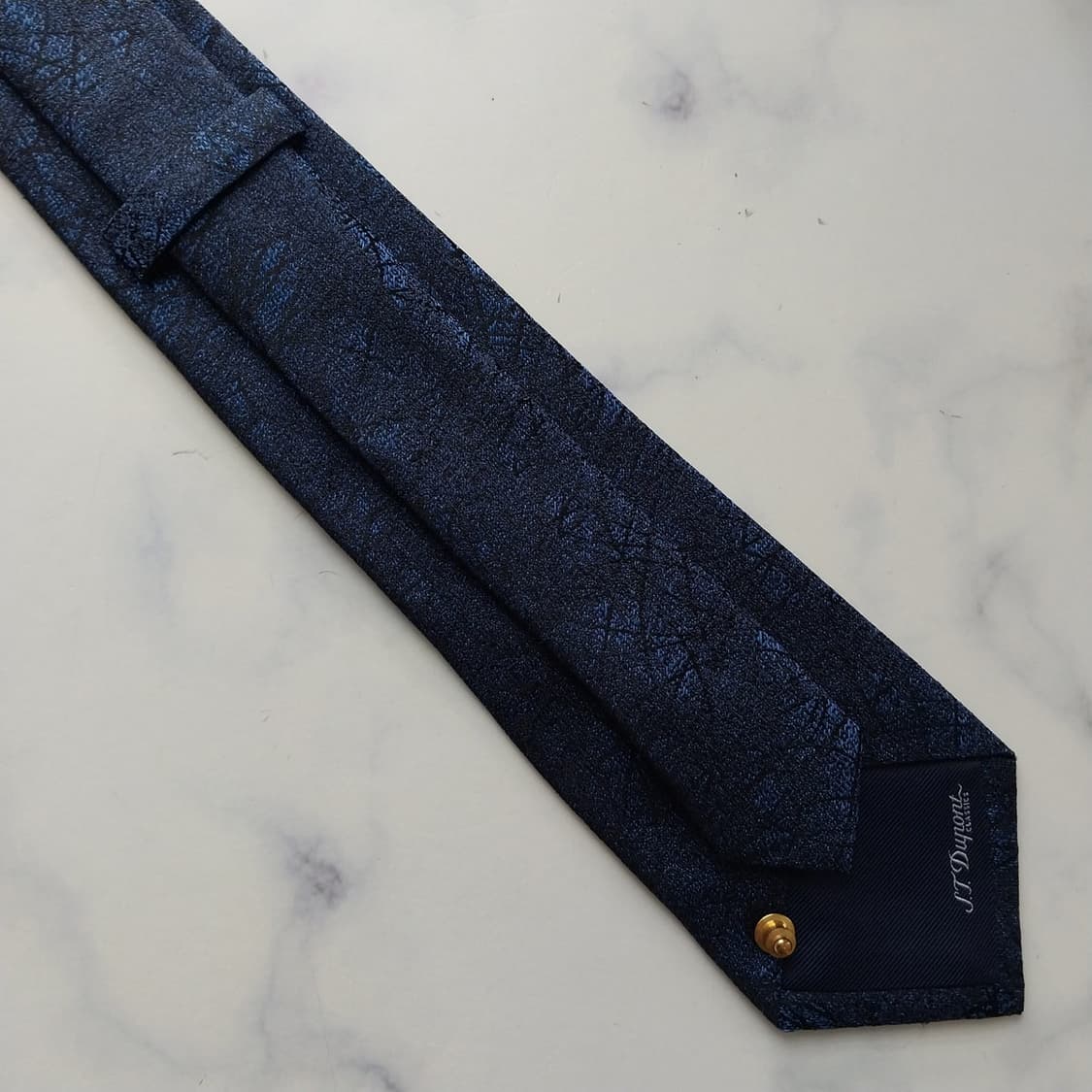 듀퐁 실크 네이비 텍스처 패턴 넥타이 8cm S~A+등급 K2463 상품이미지8