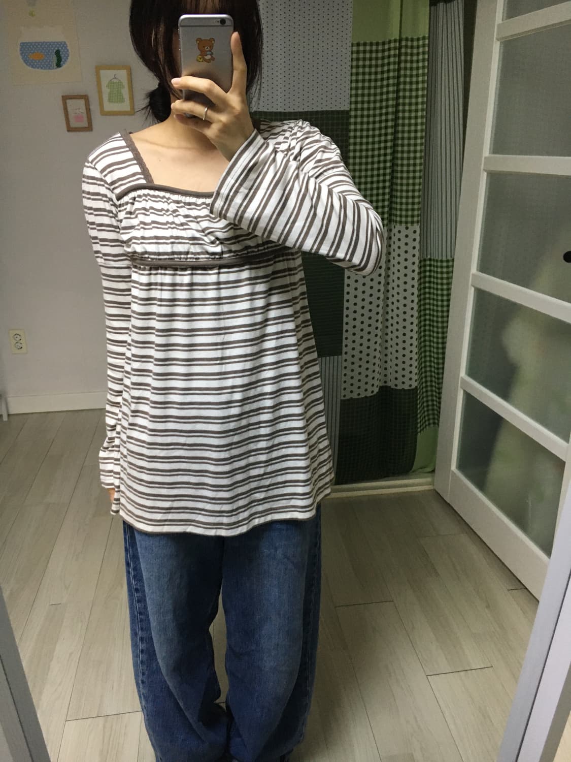 브라운 스트라이프 긴소매 티셔츠 상품이미지8