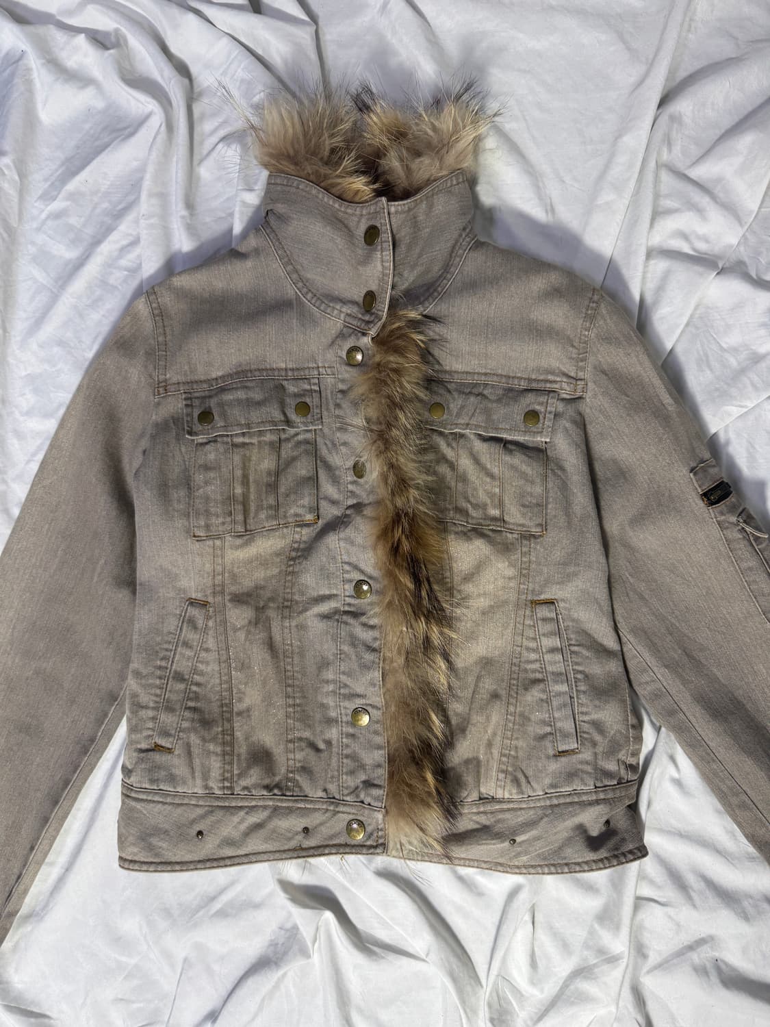 Clichy 머드 워싱 퍼 트리밍 트러커 자켓 y2k lgb goa  상품이미지7