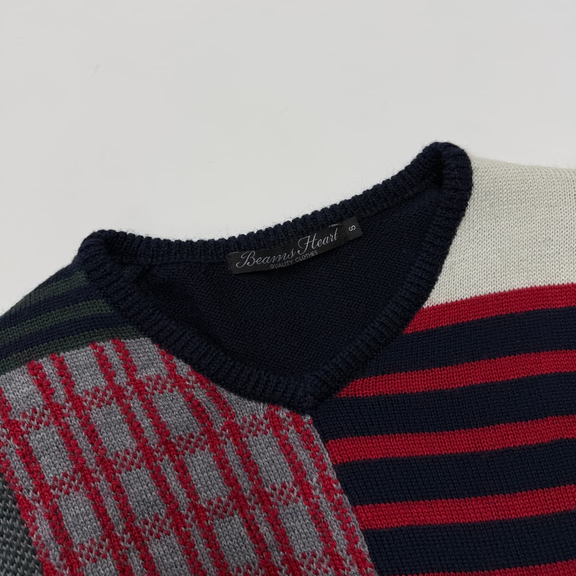 Beams patchwork sweater 상품이미지4