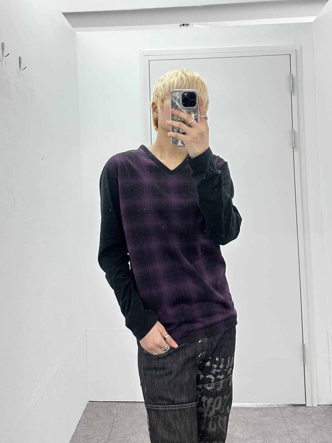 Nota bene purple check pattern sleeve 상품이미지2