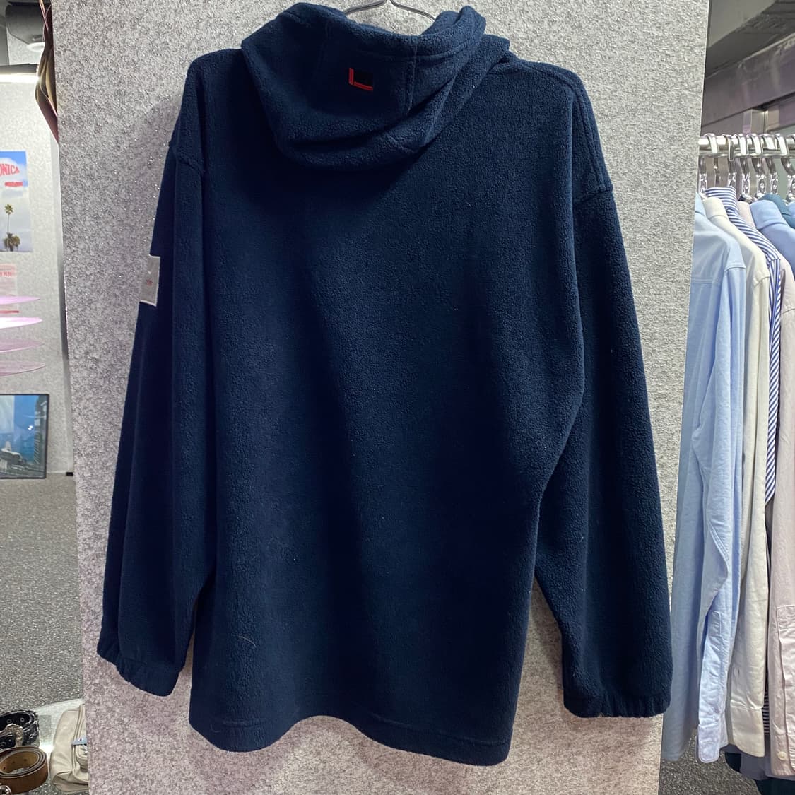 후부 빅로고 플리스 네이비 후드티 B3545 상품이미지4